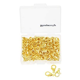 Shapenty Small Metal Alloy Lobster Claw Clasps Clip DIY Necklace Jewelry Finding Making Accessories Fastener Hook, 12mmx6mm, 100PCS (Gold)