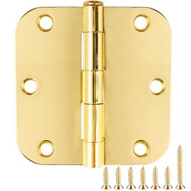 Door Hinges Polished Brass 3.5 Inch Door Hinges Gold 6 Pack 5/8" Radius Corners 3-1/2 Interior Door Hinge for Doors Bedroom Yellow Shiny Luxury Residential Door Hardware Bright Brass Hinge JIW