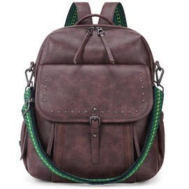 HKCLUF BlackFriday  HKCLUF 4048 Backpack Purse Women Large Designer PU Leather Travel Purse Backpack Fashion Ladies Men Shoulder Bags With Wristlets Perfect - Color: Deep Coffee