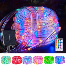 Brightown Solar String Lights Outdoor Waterproof, 18 Colors Changing 39FT Fairy Rope Light Solar Powered with Remote, 100 LEDs Multicolor Trampoline Light Rope Lighting for Outside Christmas Party