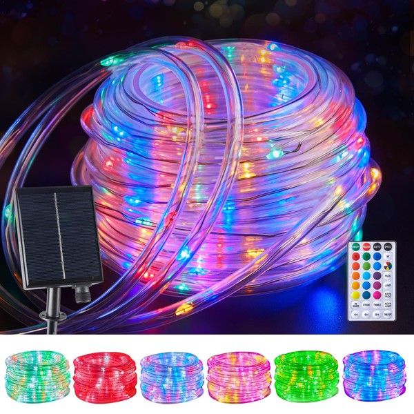 Brightown Solar String Lights Outdoor Waterproof, 18 Colors Changing 39FT