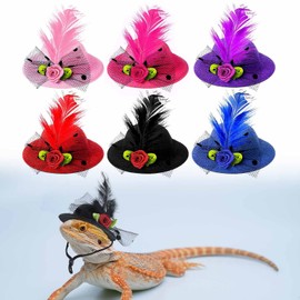 Lizard Cute Hats Christmas Costume - Pet Mini Helmet Topper Hat with Chin Strap, Funny Animal Party Holiday Wedding Decor for Bearded Dragon, Snake, Hedgehog, 6 PCS