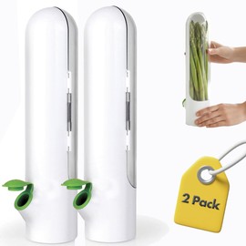 Prepara Herb Savor Pod 2.0 Herb Storage Container - Space Saving for Fridge Door Storage, Pouring Spout Keeps Fresh Herbs Fresh Up to 3 Weeks - BPA Free Plastic - Easy Access Opening (2-Pack)