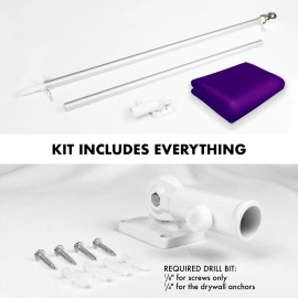 UD_G128 Combo Pack: 6 Feet Tangle Free Spinning Flagpole (Silver) Solid Purple Flag 3x5 ft Printed 150D Brass Grommets (Flag Inc