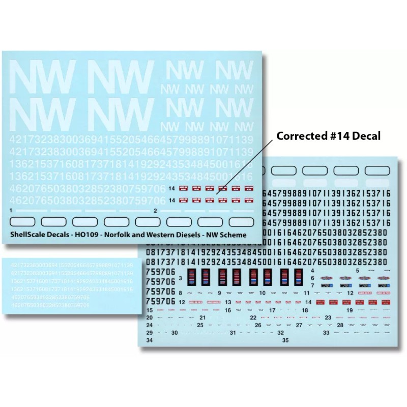 ShellScale Decals HO109 - Norfolk and Western "NW" Diesel DECALS