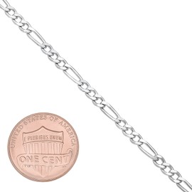 3mm Solid .925 Sterling Silver Flat Figaro Chain Necklace, 30 inches