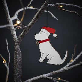 Sweet William Westie Christmas Decoration Wooden Dog Christmas Tree Decoration 9 cm x 8 cm