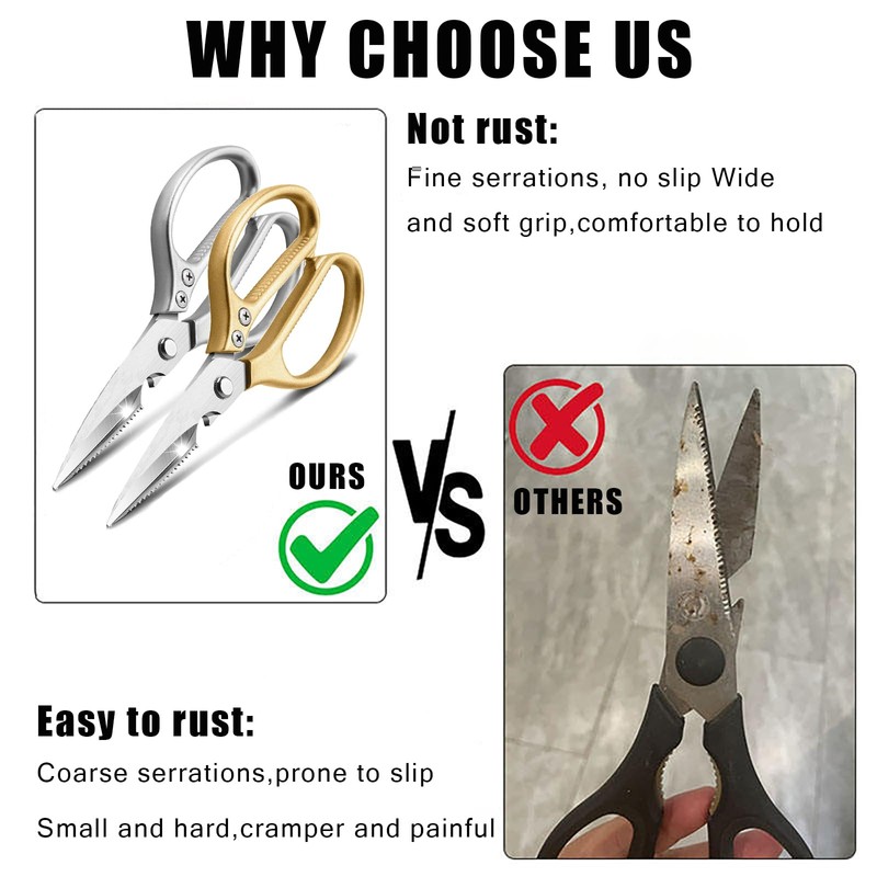 Eastrise Heavy-Duty Kitchen Scissors, Dishwasher-Safe Multi-Purpose Food Shears, Non-Slip Stainless
