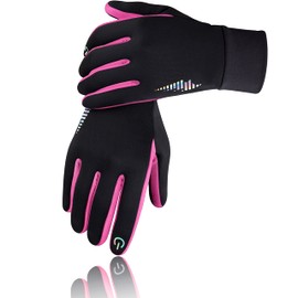 Simari SMRG106 Children's Thermal Winter Gloves, Cycling Gloves, Waterproof Running Gloves, Non-Slip, Touchscreen, Skiing, Outdoor Sports, for Girls & Boys Aged 2-11 Years, Pink, XL