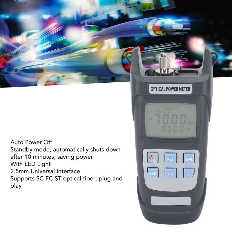 Optical Power Meter Optic Fiber Attenuation Tester with LED Lamp