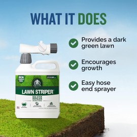 Turf Titan Lawn Striper Hose End – Iron & Nitrogen Fertilizer to Promote Dark-Green, Stripe-Defined Turfs – Kids & Pet Safe, Natural Lawn Fertilizer – Green Grass Solution – 6,000 Sq Ft (32 oz)