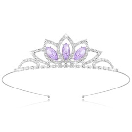 YISSION Sparkling Princess Crown Purple Rhinestone Tiara for Girls - Royal Party Hair Accessories for Birthday Prom Wedding
