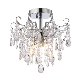 RAYMALUX Mini Chandelier Chrome Chandelier Crystal Ceiling Light,Small Crystal Chandelier Flush Mount Ceiling Light Fixtures for Bedroom,Hallway,Entryway,Living,Dining Room