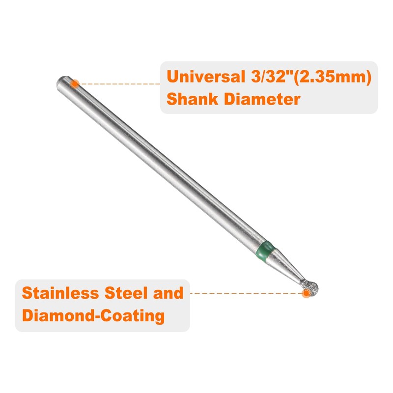 sourcing map 4pcs 100-120 Grits Diamond Grinding Bit 1.8mm Ball