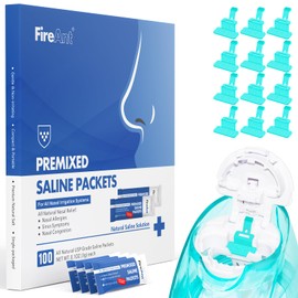 FireAnt FireAnt 12 Pack Silicone Saline Pods Refills and 100 Count Salt Packets Set, Compatible with Navage Nasal Care. Includes 100 Saline Packets Sinus Rinse + 12 Reusable Salt Pads Refill in Blue