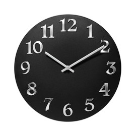 Infinity Instruments Vogue, Modern Matte Finish Open Face Wall Clock, Stunning Easy to Read Metal Hands and Numbers, Easy Hang Keyhole Design, 12 Inch, Black/Silver…