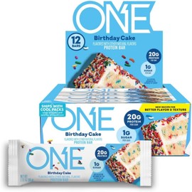 ONE Protein Bars, Birthday Cake, Gluten Free with 20g Protein and 1g Sugar, Pantry Staples, 2.12 oz (12 Count)