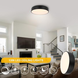 13in LED Ceiling Light Fixture with Remote, 24W Dimmable Ceiling Lights Semi Flush Mount, 3CCT Adjustable Ceiling Lamp for Living Room, Bedroom, Kitchen, Bathroom, Hallway (2700K-6500K)