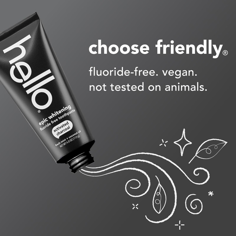 hello Epic Whitening Charcoal Fluoride Free Toothpaste, Activated Charcoal Toothpaste