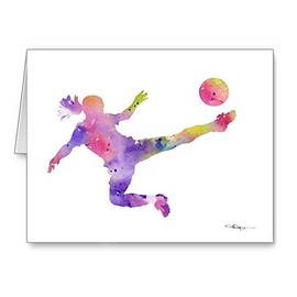 Girl Soccer Player Set of 10 Art Note Cards by Watercolor Artist DJ Rogers