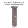 Drain Savior - 2" Commercial Floor Drain Strainer, 8" Tall,