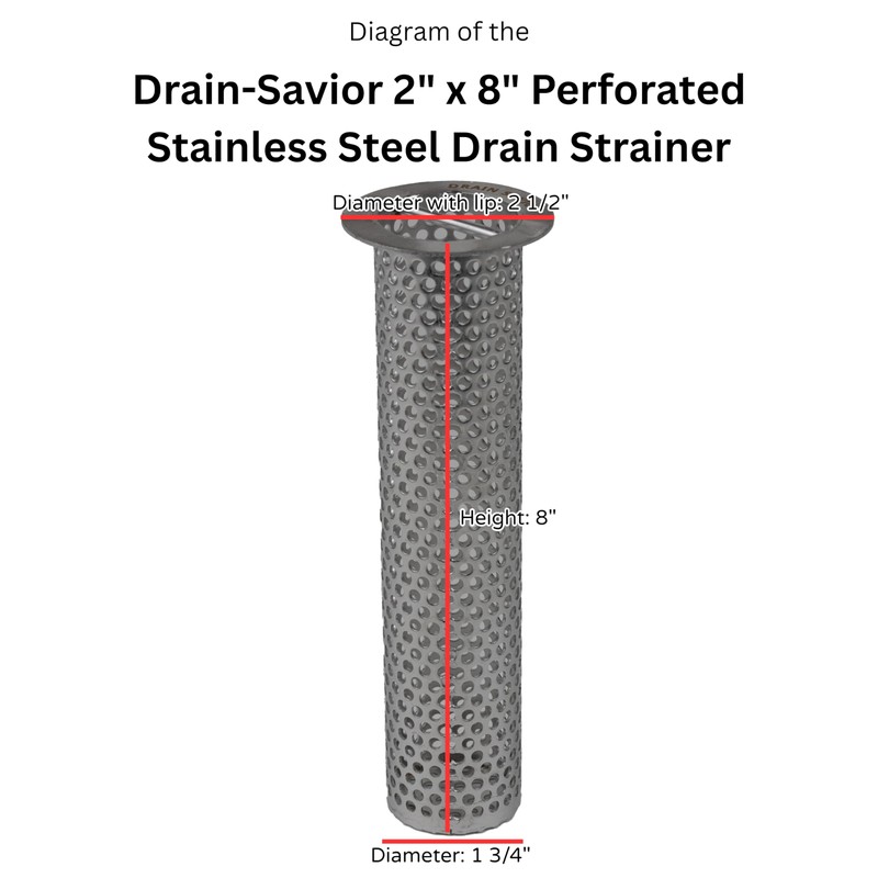 Drain Savior - 2" Commercial Floor Drain Strainer, 8" Tall,