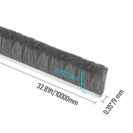 Skweawert Gray 32.81Ft 0.35Inch Wide x 0.91Inch Thick (10000x9x23mm) Weather Stripping Door Seal Tapes Furniture Felt Strip Rolls Felt Strips with Adhesive Backing Sliding Glass Door Weatherstripping