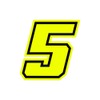 4R Quattroerre.it 13385 Racing Number 5 Moto GP, Neon Yellow,