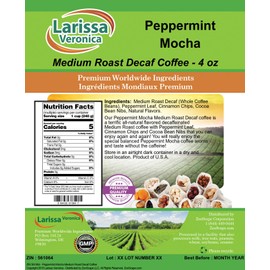 Peppermint Mocha Medium Roast Decaf Coffee (Gourmet, Naturally Flavored, Whole Coffee Beans) (4 oz, ZIN: 561064)