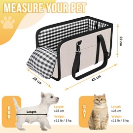 SlowTon Console Dog Car Seat - Portable Dogs Armrest Booster Seat for Small Dog, Anti-Collapse Pet Car Seat with Soft Cushion Safety Belt, Support Pet Up to 11lbs (Beige)