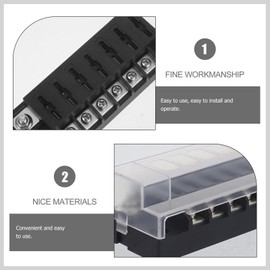 BUGUUYO 1set Way Fuse Block for Automotive and Use Compact Fused Distribution Holder with Label Stickers for Cars Rvs and Boats Includes Fuses and Terminals