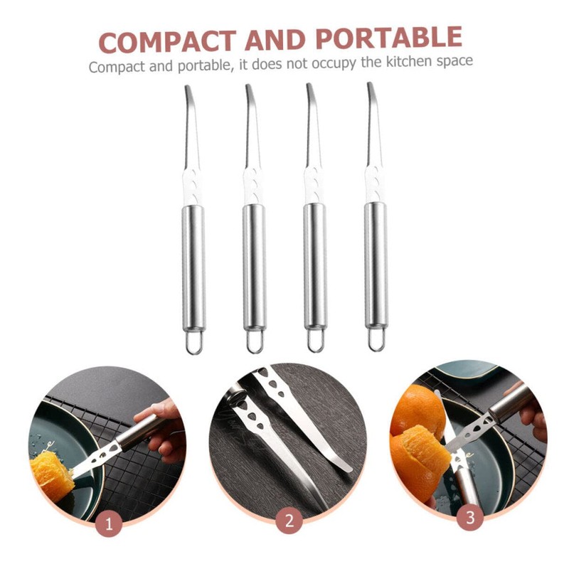 STOBAZA 4 Pack Stainless Steel Orange Peelers Easy to Use