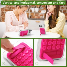 2 in 1 Silicone Sticky Phone Grip, combines a powerful suction cup and a durable mount, suitable for any phone model provides multiple mounting options for selfies and Tiktok video recording（grey）