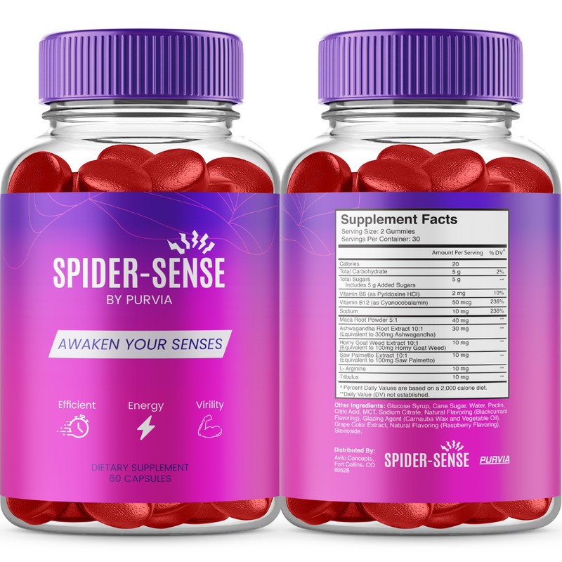 Purvia (2 Pack) Spider Sense Gummies Men Overall Strength Formula