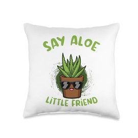 Say Aloe To My Little Friend Aloe Vera Plant Throw Pillow
