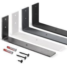 HOLZBRINK HLR-L-300-9016 Metal Shelf Brackets for Wall Shelves White 300 x 100 x 40 mm Pack of 1