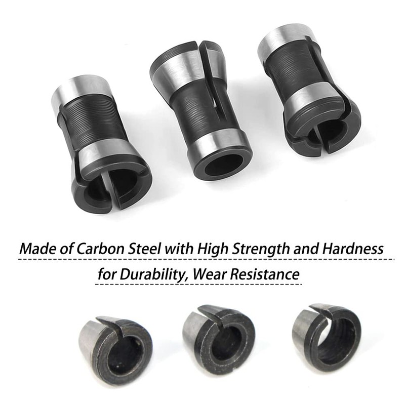 Saipe 6pcs High Precision Trimmer Collet Adapter 6mm 1/4" 8mm