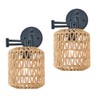 Modern Rattan Wall Sconce Set of Two, Swing Arm Black
