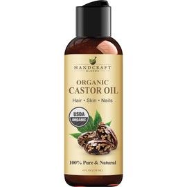 Handcraft Blends Organic Castor Oil 4 Fl Oz | 100% Pure and Natural | Premium Grade Carrier Oil | Hair, Eyelashes and Eyebrows | Hair and Body | Expeller-Pressed | Hexane-Free