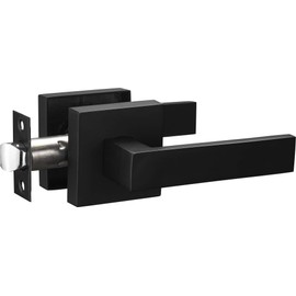 Berlin Modisch Contemporary Square Passage Lever Door Handle Non-Locking Lever Set [for Hallway or Closet Doors] Reversible for Right & Left Sided Doors Heavy Duty - Iron Black Finish