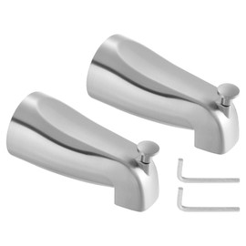 sourcing map 2Pcs Slip on Tub Spout, Bath Slip-On Tub Spout Zinc Alloy Bathtub Faucet with Pull-Up Diverter and Hex Wrench for 1/2 Inch Water Tube for Bathroom Kitchen, Brushed Silver