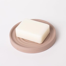 Selegna - Jabonera de diatomita, diseño circular con patrón ondulado, jabón absorbente (café)