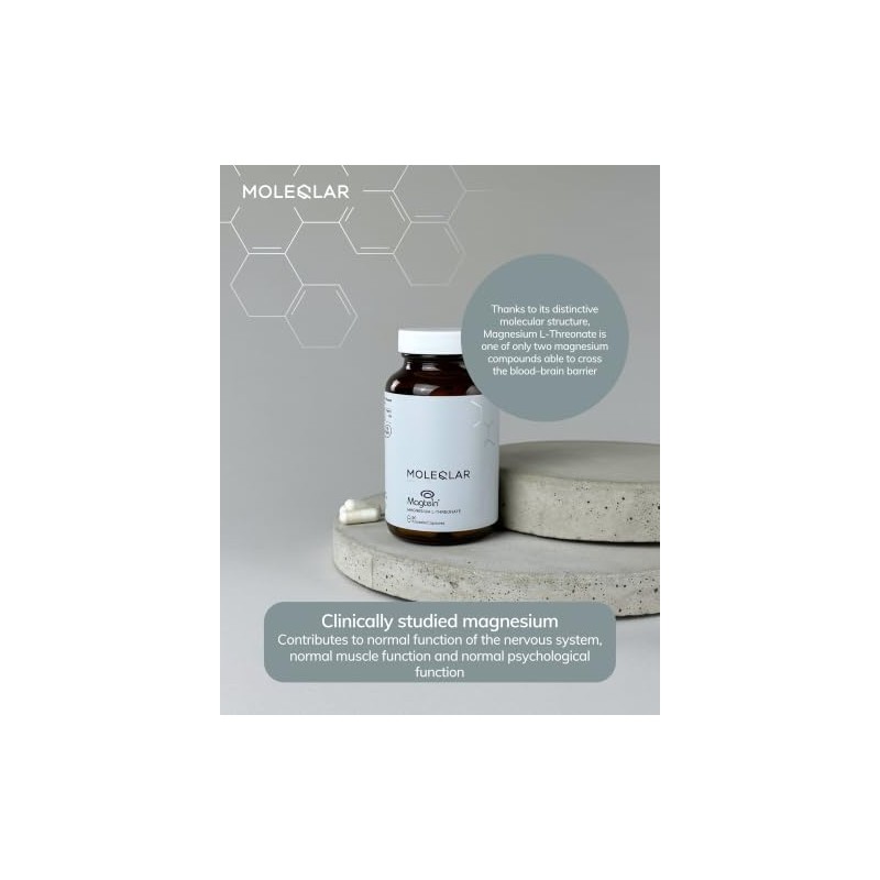 MoleQlar Magnesium L Threonate Capsules, 90 Pack, 150 mg Elemental