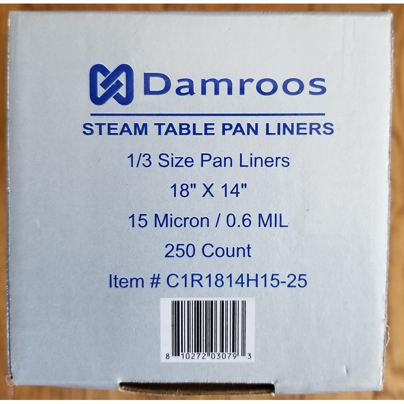 Damroos 250 Steam Table Pan Disposable Liners, Suitable for 1/3