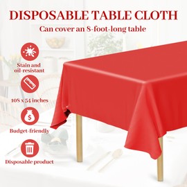 Bouiexye 4 Pack Disposable Table Cloth Red Dark Green White Plastic Tablecloth 54 x 108 Inch Rectangular Tablecloths for Indoor Outdoor Christmas Parties Birthdays Weddings Anniversary Buffet Table