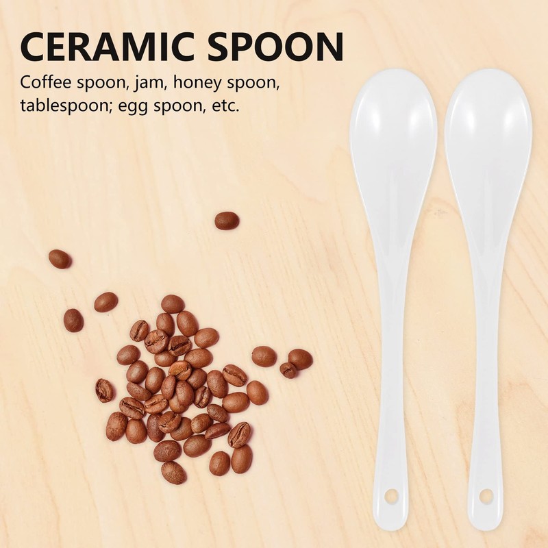 Geieold Set of 5 Ceramic Spoons Tea Spoon Jam Honey