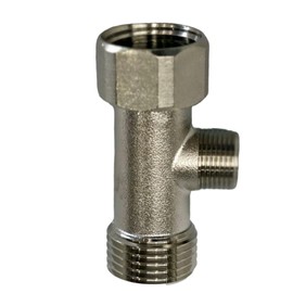 DCET Bidet T Adapter - T Valve for Bidet, Made of Brass Coated Nickel (9/16 x 9/16 x 9/16), 3 Way Adapter or Tee Connector