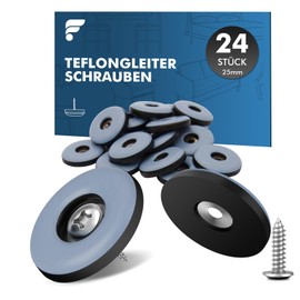 shinfly Furniture Gliders Teflon Set with Screws - 24 Pieces Diameter 25 mm Blue Round Teflon Gliders Including Stainless Steel Screws Optimum Protection for Your Furniture and Floors