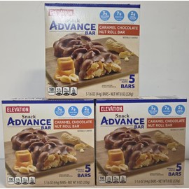 Elevation Snack Advance Bar Caramel Chocolate Nut Roll Bar 8oz 220g (3 Boxes)