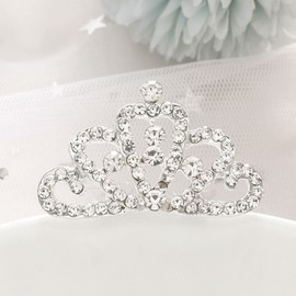 Kilshye Mini Tiaras Comb Girls Princess Tiara Hair Combs Silver Crytal Crown Costume Birthday Crowns Hairpiece for Kids (Silver)